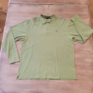 Vineyard Vines Men’s Green Long Sleeve Whale Logo Polo Shirt Size Large